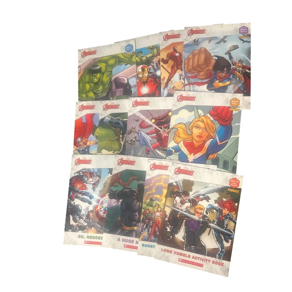 Marvel Avengers Phonics Reading Program Scholastic 12‎ Books - Kids Learning EUC